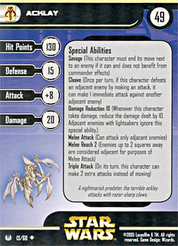 Star Wars Miniature Stat Card - Acklay, #13 - Uncommon