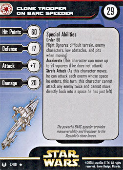 Star Wars Miniature Stat Card - Clone Trooper on BARC Speeder, #2 - Rare