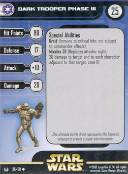 Star Wars Miniature Stat Card - Dark Trooper Phase III, #36 - Uncommon