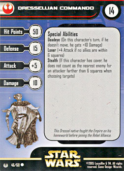 Star Wars Miniature Stat Card - Dressellian Commando, #46 - Common