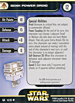 Star Wars Miniature Stat Card - Gonk Power Droid, #18 - Common