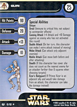 Star Wars Miniature Stat Card - Guri, #19 - Rare