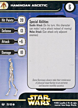 Star Wars Miniature Stat Card - Kaminoan Ascetic, #20 - Common