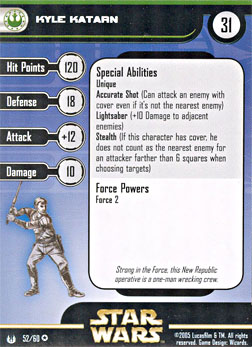 Star Wars Miniature Stat Card - Kyle Katarn, #52 - Very Rare