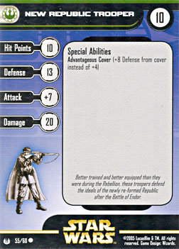 Star Wars Miniature Stat Card - New Republic Trooper, #55 - Common