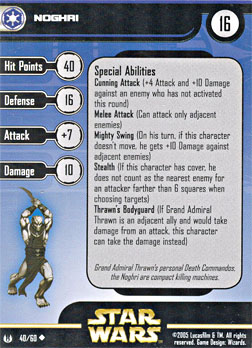 Star Wars Miniature Stat Card - Noghri, #40 - Uncommon