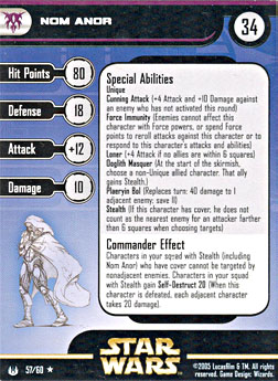 Star Wars Miniature Stat Card - Nom Anor, #57 - Rare