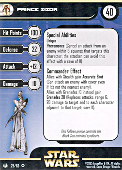 Star Wars Miniature Stat Card - Prince Xizor, #25 - Very Rare