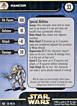 Star Wars Miniature Stat Card - Rancor, #26 - Very Rare