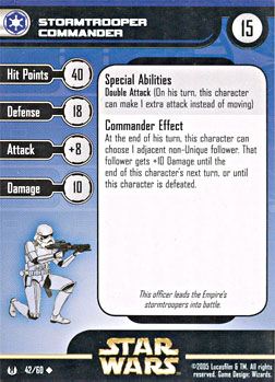 Star Wars Miniature Stat Card - Stormtrooper Commander, #42 - Uncommon