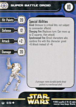 Star Wars Miniature Stat Card - Super Battle Droid, #10 - Common