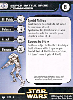 Star Wars Miniature Stat Card - Super Battle Droid Commander, #11 - Uncommon