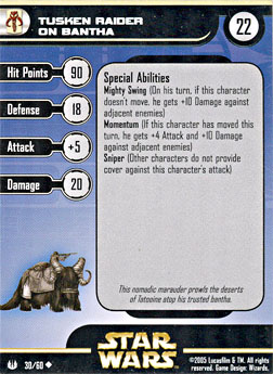Star Wars Miniature Stat Card - Tusken Raider on Bantha, #30 - Uncommon