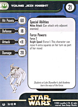 Star Wars Miniature Stat Card - Young Jedi Knight, #56 - Common