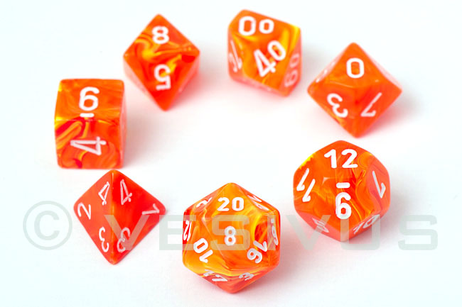 DICE Chessex Vortex SOLAR ORANGE Mini Marble 36d6 d6 Block